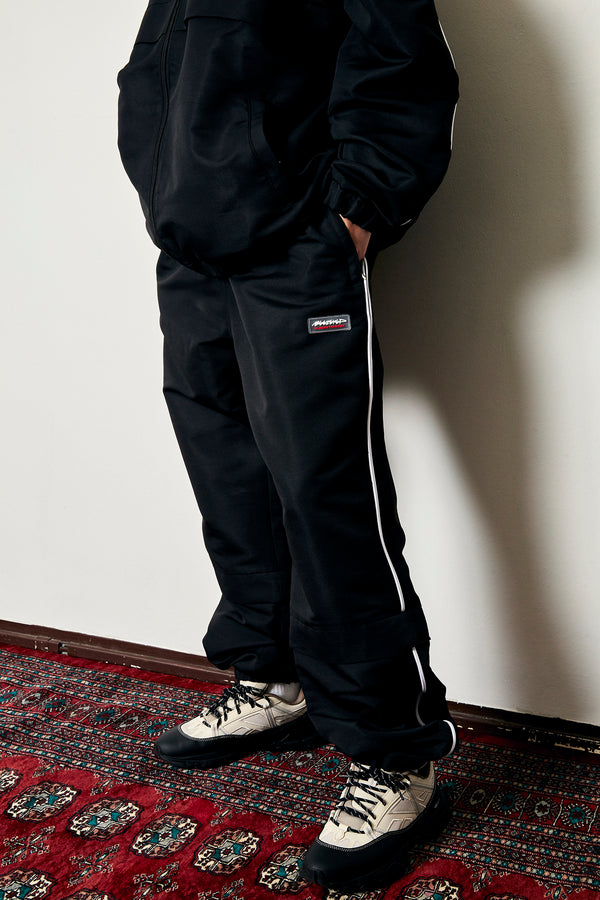 BEEZ-EYE-P Piping Track Pants, Black