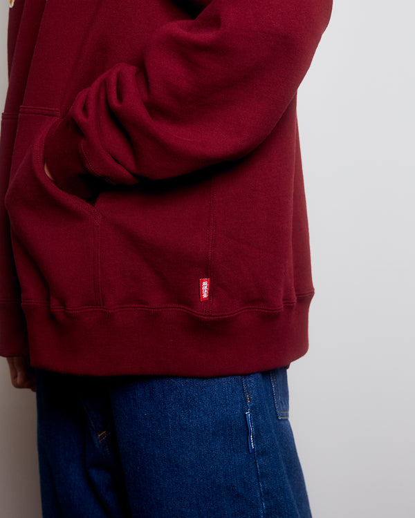 HANDLE WITH CARE ZIP HOODIE BURGUNDY