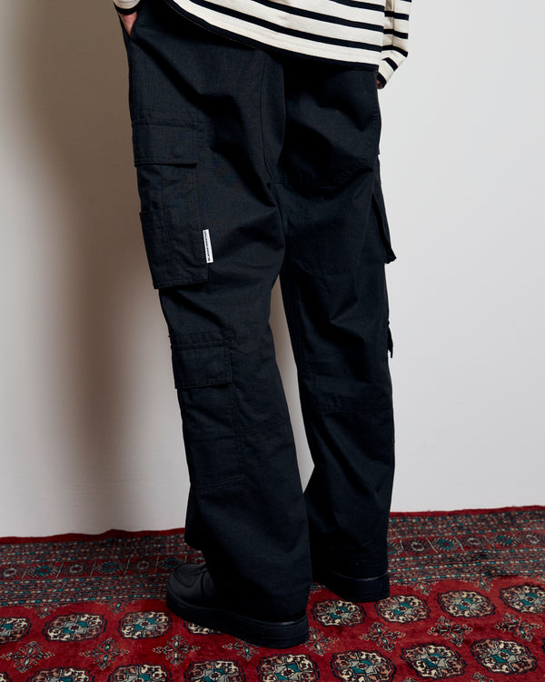 Black Ripstop Denim Cargo Pants