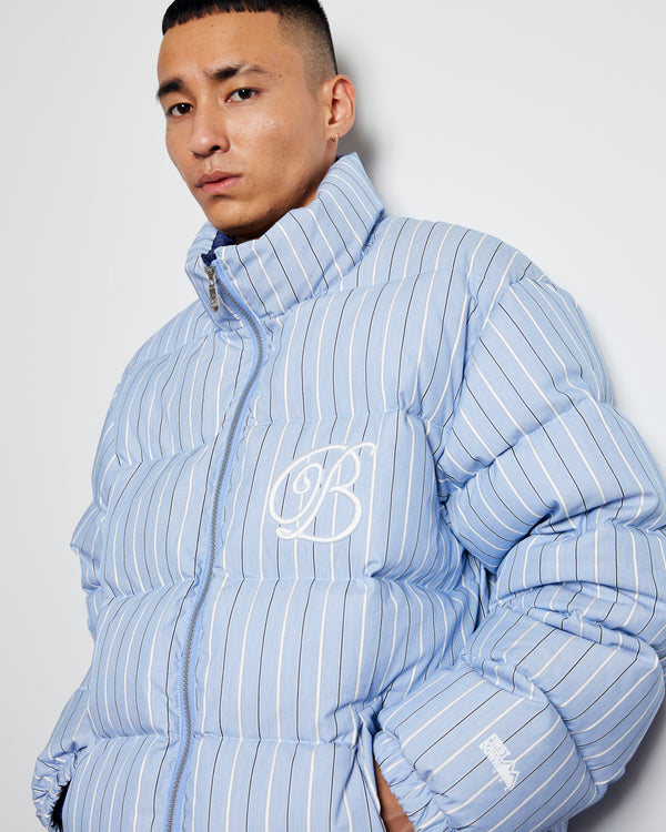 B Emblem Striped First Down Jacket, Blue