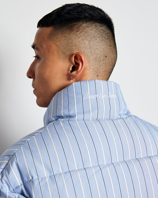 B Emblem Striped First Down Jacket, Blue