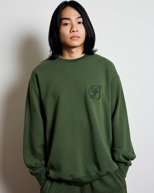B Emblem Crew Sweatshirt, Green