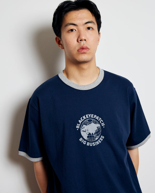 Big Business Ringer Tee, Navy