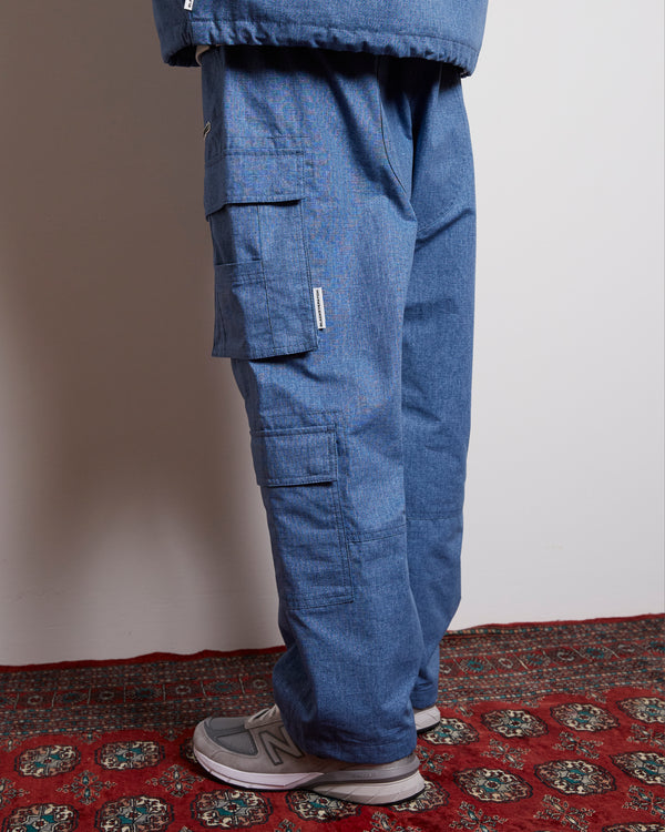 RIPSTOP DENIM CARGO PANTS BLUE