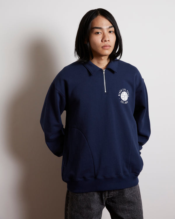 KAMON HALF ZIP CREW SWEAT NAVY