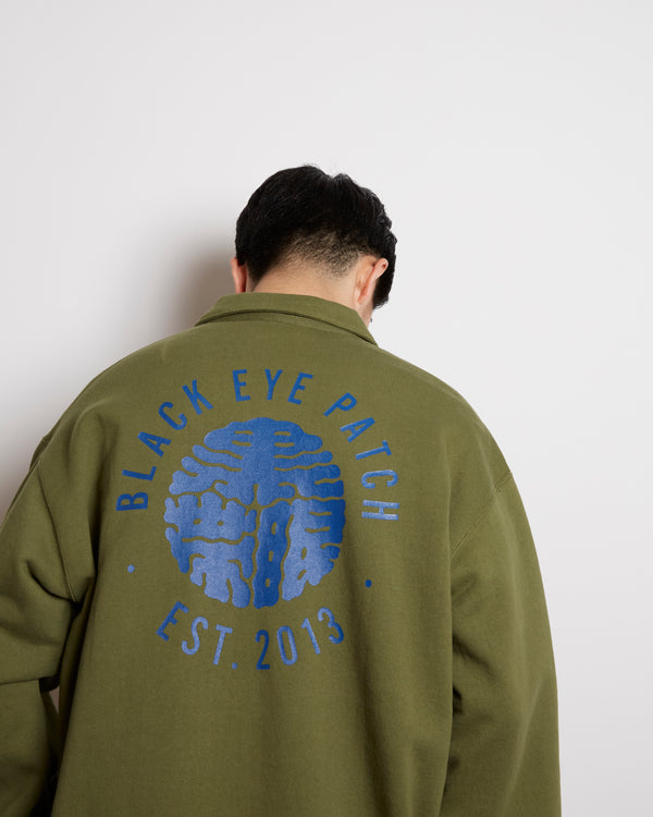 KAMON HALF ZIP CREW SWEAT OLIVE