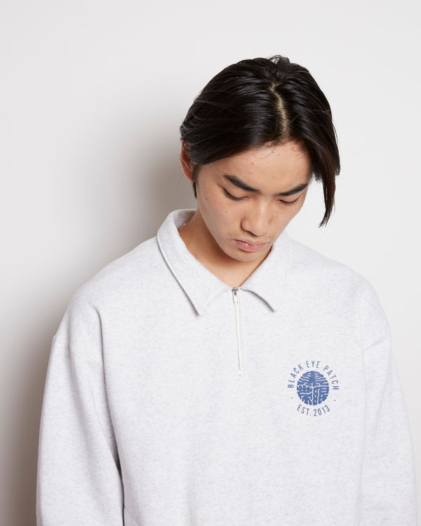 KAMON HALF ZIP CREW SWEAT ASH