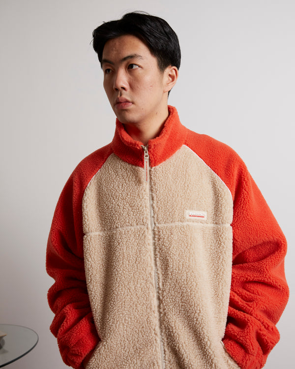 BEEZ-EYE-P RAGLAN FLEECE JACKET BEIGE / RED