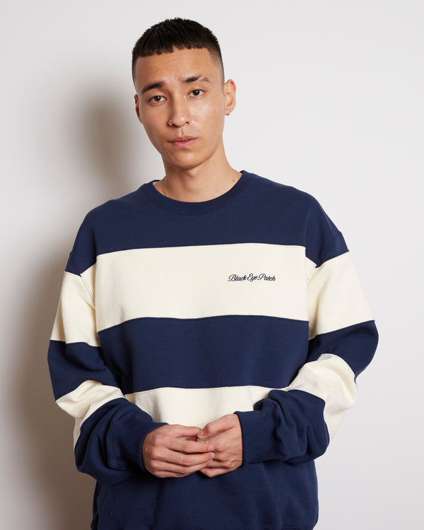 ROYAL SCRIPT BORDERED CREW SWEAT NAVY / OFF WHITE