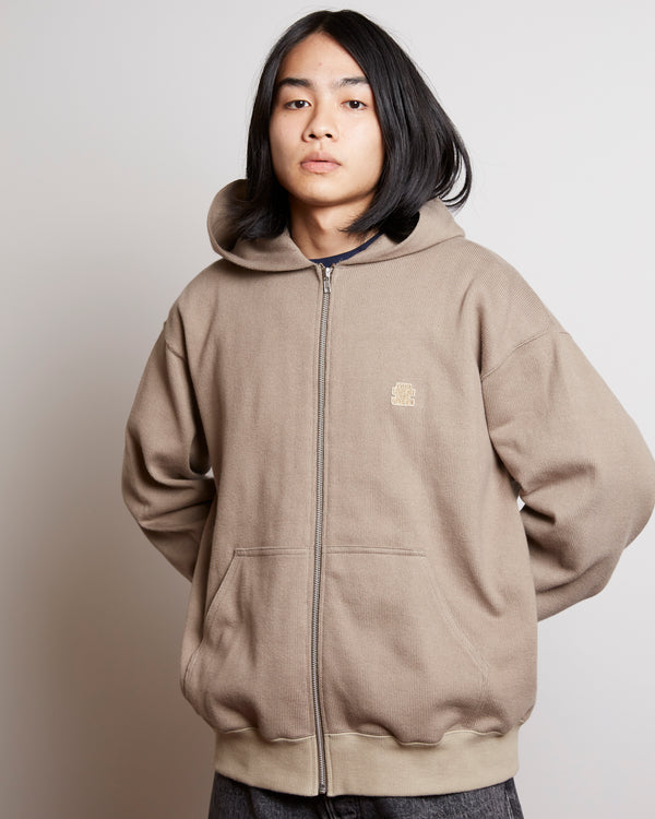 OG LABEL ZIP HOODIE OLIVE