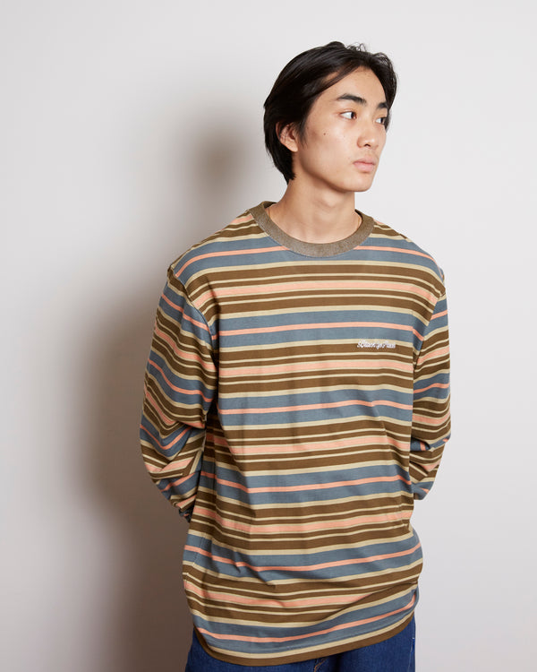 ROYAL SCRIPT BORDERED L/S TEE BLUE / BROWN