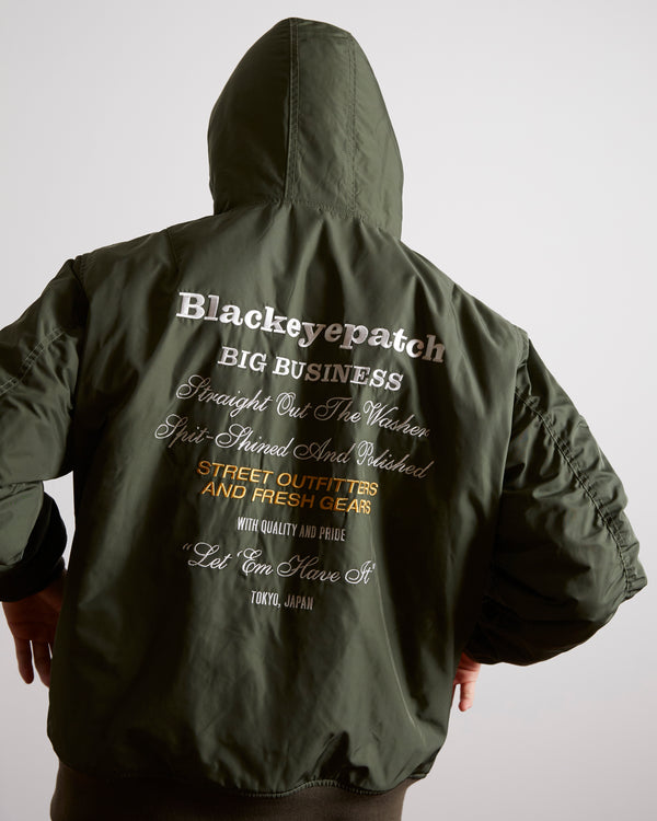 BIG BUSINESS HOODED BOMBER JACKET OLIVE