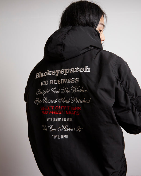 BIG BUSINESS HOODED BOMBER JACKET BLACK