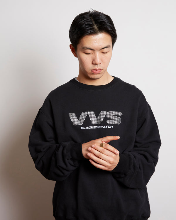 VVS RHINESTONE CREW SWEAT BLACK