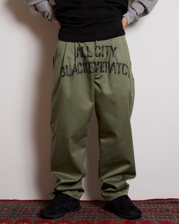ALL CITY STENCILED WORK PANTS OLIVE